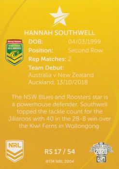 2020 NRL Traders - Representative Stars #RS17 Hannah Southwell Back